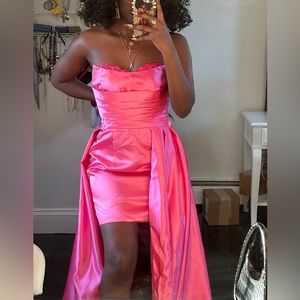 Pink satin ballgown. Custom made to measurements 32-24-41